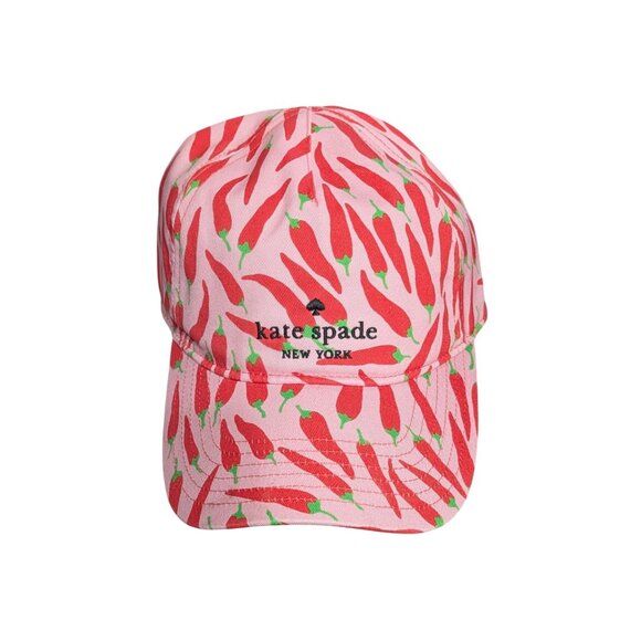 Kate Spade New York Pink Chili Pepper Pattern Baseball Hat Cap - Picture 1 of 4